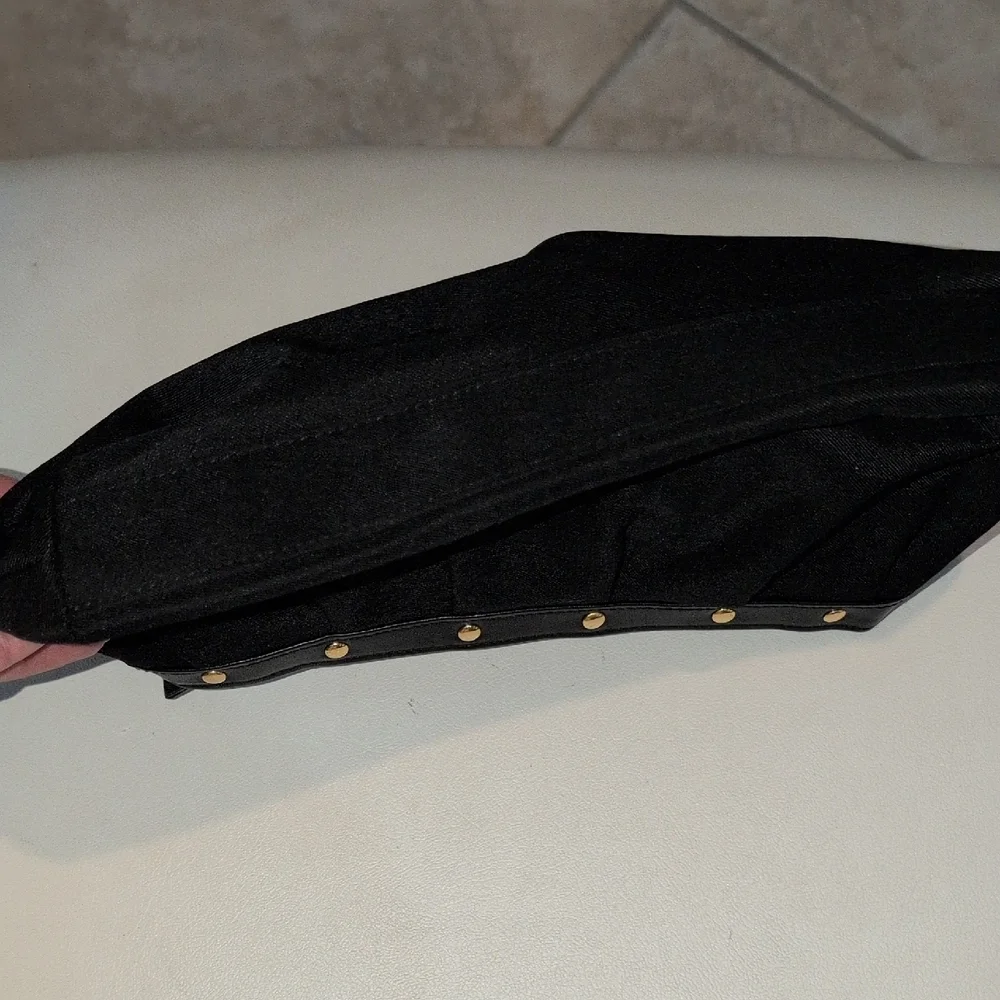 Yves Saint Laurent Black Satin Pouch with Gold Details